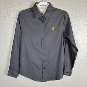 McDonald's Port Authority Women's Small Gray Button Down Long Sleeve Shirt Logo